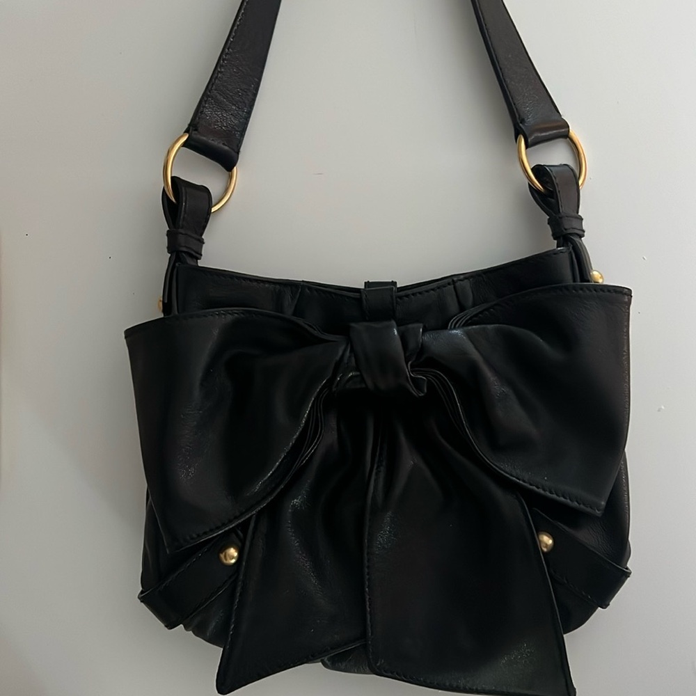 Yves Saint Laurent YSL black bow shoulder bag